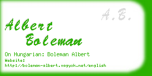 albert boleman business card